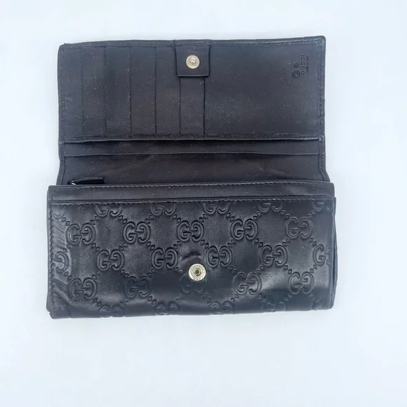 Gucci Dark Chocolate brown leather GG monogram bifold long wallet - Picture 5 of 9